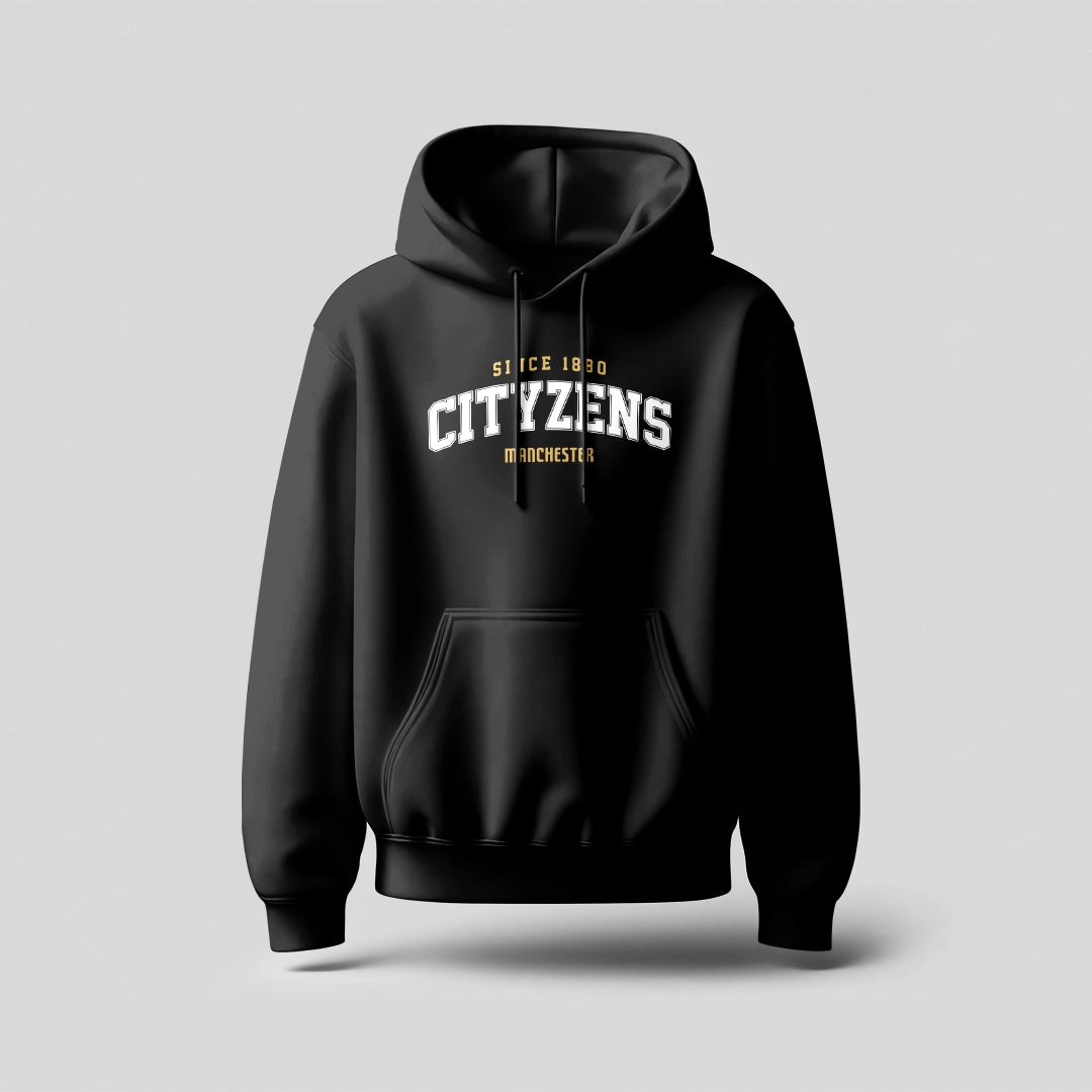 Man City Retro Black Oversized Hoodie