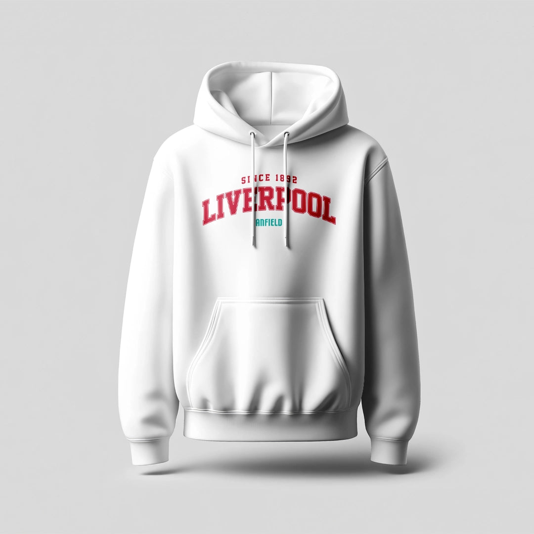 Liverpool Retro White Oversized Hoodie