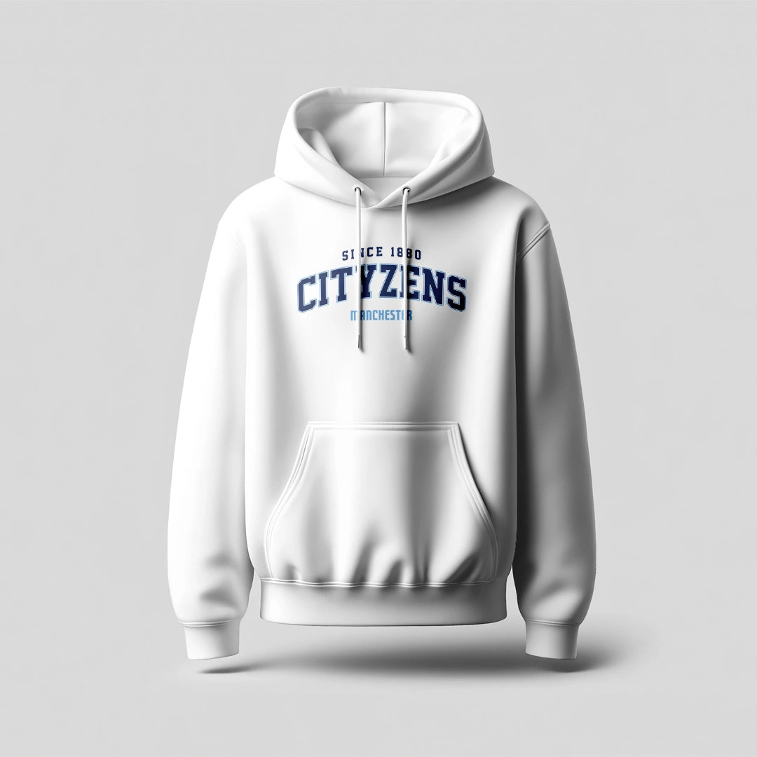 Man City Retro White Oversized Hoodie