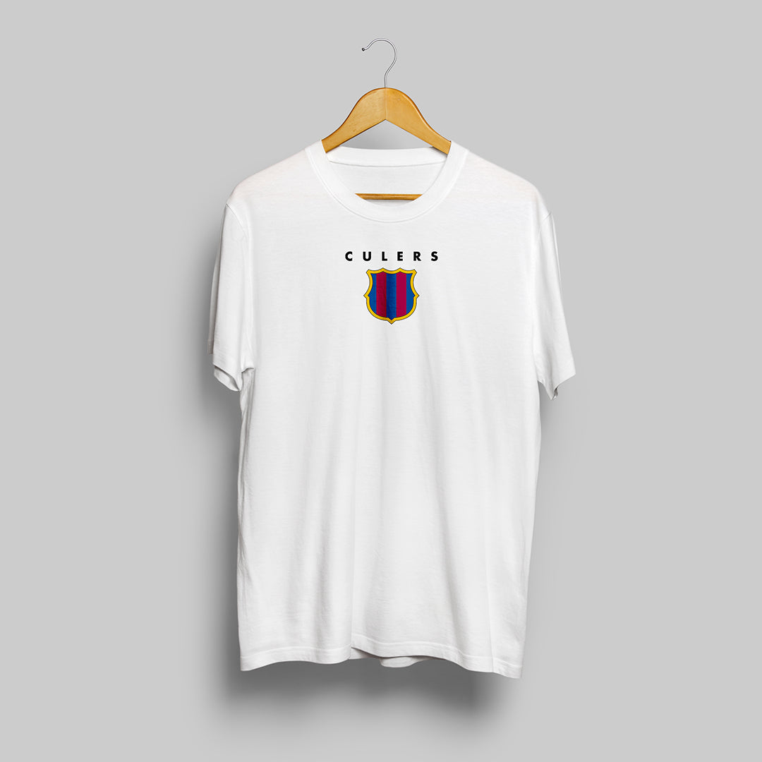 Barcelona White Round Neck Tshirt : Fan Edition